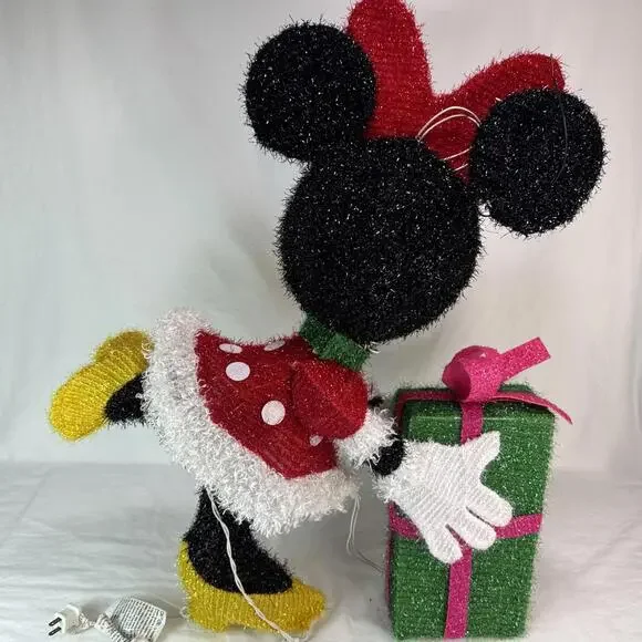 Disney Magic Holiday Minnie Mouse Lighted Tinsel Yard Sculpture Decoration
